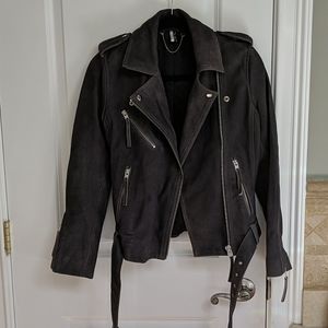 Suede Leather Biker Moto Jacket